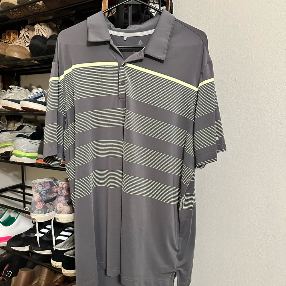 Adidas Gray and Yellow Performance Polo Shirt